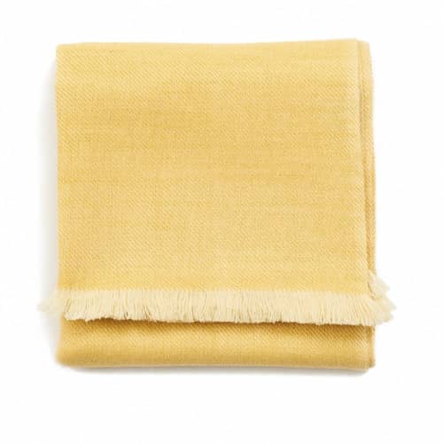 Dandelion Yellow Merino Throw | Linens & Bedding by Studio Variously. Item made of fabric works with modern style