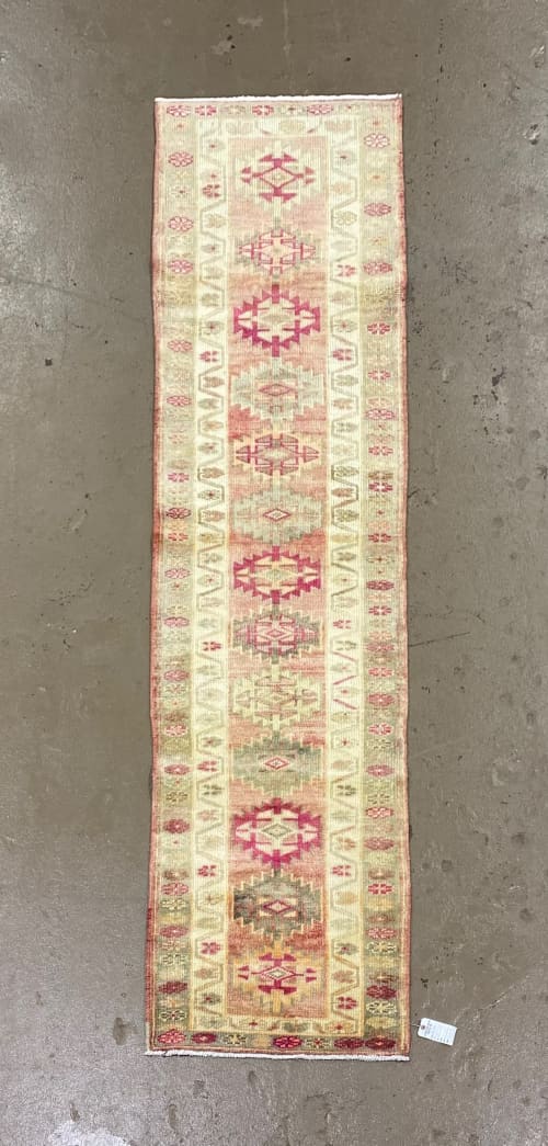 Vintage Turkish Herki Runner Rug | 2.7 x 10.4 | Area Rug in Rugs by Wool and Rug. Item composed of wool compatible with boho and country & farmhouse style