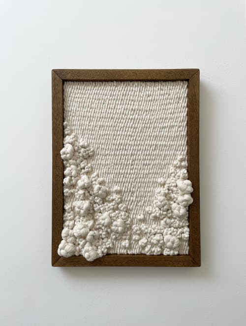 Hand woven wall art frame (Beach Cliff 006) | Tapestry in Wall Hangings by Elle Collins. Item composed of oak wood & cotton compatible with minimalism and mid century modern style