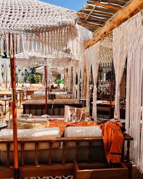 Boho Macrame Curtain Handcrafted for Pergola Indoor Outdoor | Curtains & Drapes by Dimitar Kostadinov | COYA Pool in Marbella