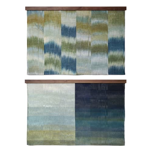 Emerald Streams & Forest Moonlight - Commission | Tapestry in Wall Hangings by Jessie Bloom Studio. Item made of wood & cotton compatible with boho and mid century modern style