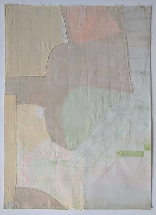 Sandpits of Orange | Collage in Paintings by Susan Smereka. Item composed of paper compatible with minimalism and contemporary style