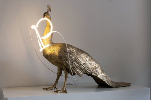 Gold deals peacock lamp