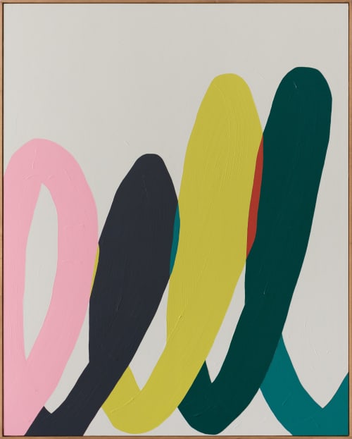 Huddle | Oil And Acrylic Painting in Paintings by Chi Fun Wong. Item composed of wood compatible with minimalism and mid century modern style