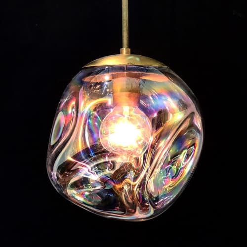 Bubbles | Pendants by Hyland Glass. Item composed of brass and glass