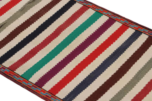 Vintage Afghan Kilim Runner Rug with Polychromatic Stripes | Area Rug in Rugs by Rug and Kilim