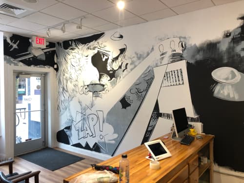 Indoor Mural | Murals by Mike Lroy | Rocket Computer and Cell Phone Repair in Madison. Item made of synthetic