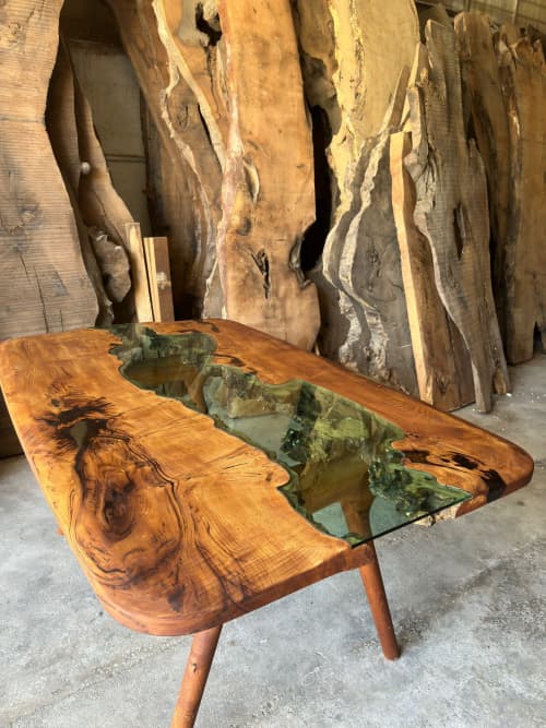 Modern Glass Wood Table - Dining Table - Custom Order | Tables by Tinella Collection. Item composed of walnut compatible with minimalism and art deco style