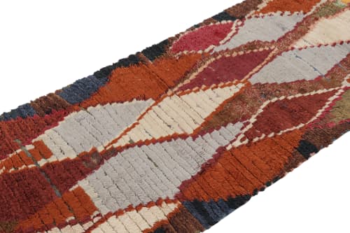 Vintage Moroccan Runner Rug, Polychromatic Geometric Pattern | Area Rug in Rugs by Rug and Kilim