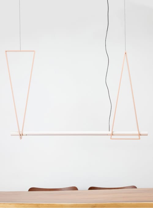 Dovell Hanging Lamp | Coral | Pendants by Atelier Stōbben. Item made of oak wood & aluminum compatible with minimalism and contemporary style