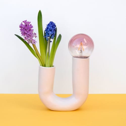 Ceramic U-shaped Tube Lamp and Vase | Table Lamp in Lamps by niho Ceramics. Item composed of stoneware in minimalism or contemporary style