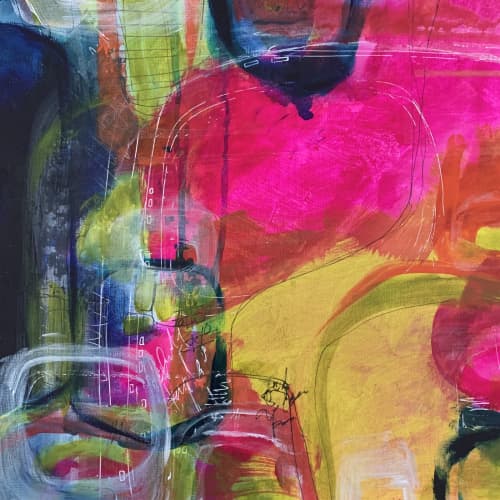 Virtual Hugs And Throwing Kisses 🔴 | Oil And Acrylic Painting in Paintings by Darlene Watson Abstract Artist. Item composed of paper and synthetic