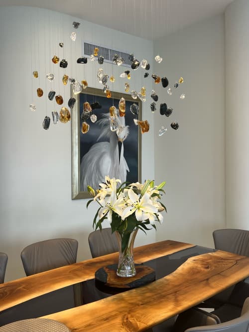 Murano Gemstones Chandelier. Dining Room, Living Room, Foyer | Pendants by Galilee Lighting. Item composed of metal and glass in modern style