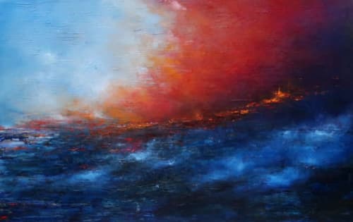Fire that’s closest | Oil And Acrylic Painting in Paintings by Nilou Farzam. Item made of canvas works with contemporary style