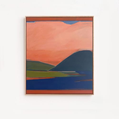 'In The Haze', original painting by Sarah Kelk | Oil And Acrylic Painting in Paintings by Sarah Kelk. Item composed of oak wood & canvas compatible with mid century modern and contemporary style