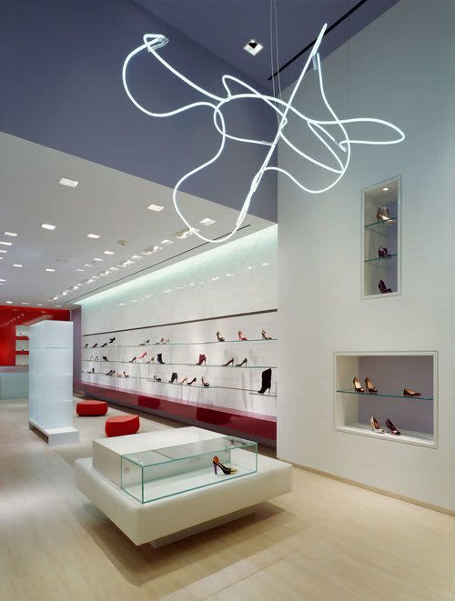Neon Light Fixtures | Chandeliers by Sergio Mannino Studio | Saint Laurent Manhasset in Manhasset. Item made of glass