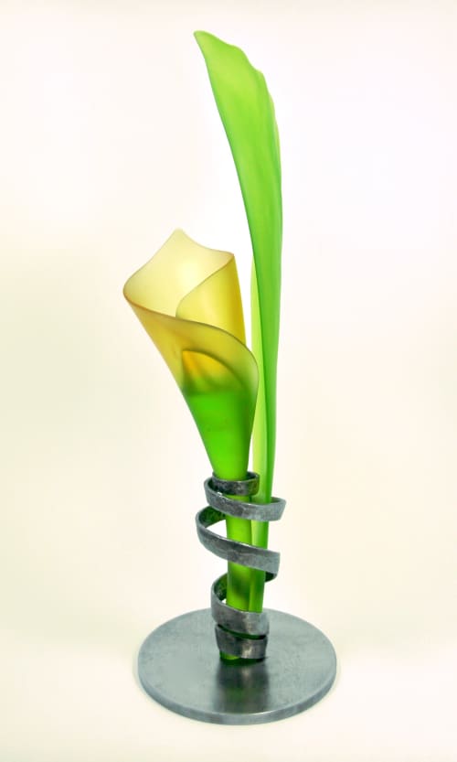 DJR Glass / "Calla Lily" | Sculptures by DJR Glass / Donna J. Rice | Private Residence in Minneapolis. Item made of steel with glass