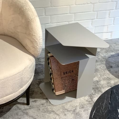 om26 Grey aluminium sidetable, endtable, bedtable | Side Table in Tables by olivier moravik. Item composed of aluminum compatible with minimalism and contemporary style