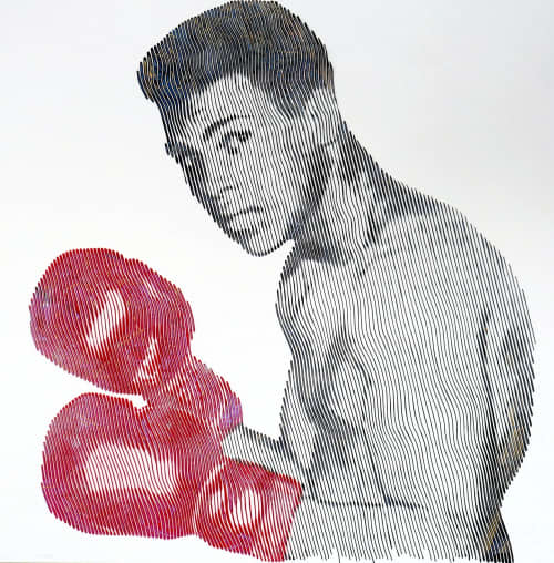 Muhammad ali the essence of the fight | Oil And Acrylic Painting in Paintings by Virginie SCHROEDER. Item made of canvas compatible with art deco style