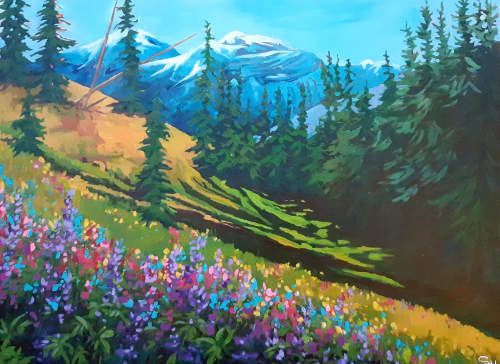 Alpine meadow | Oil And Acrylic Painting in Paintings by Sabine Hahnel