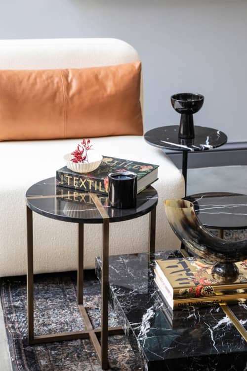 Famed Side Table | Tables by LAGU. Item composed of brass and marble