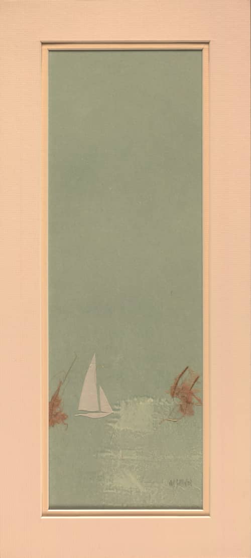 Sail Boat in Washi (matted) | Oil And Acrylic Painting in Paintings by Jan Sullivan Fowler. Item composed of paper & synthetic