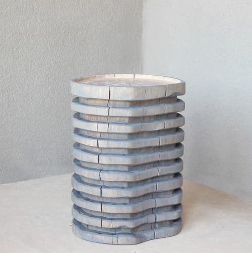 Escalera Hand Carved Log Table | End Table in Tables by Pfeifer Studio. Item composed of wood