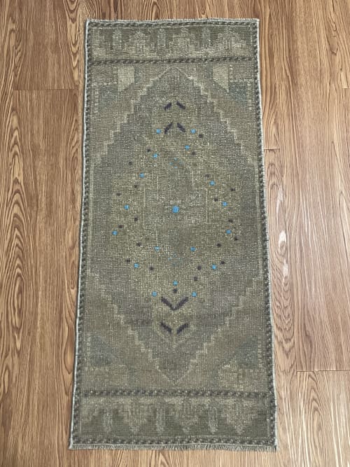 Hand-woven Turkish Rug Doormat| 1.5 x 3.3 | Small Rug in Rugs by Wool and Rug. Item made of wool works with boho & contemporary style