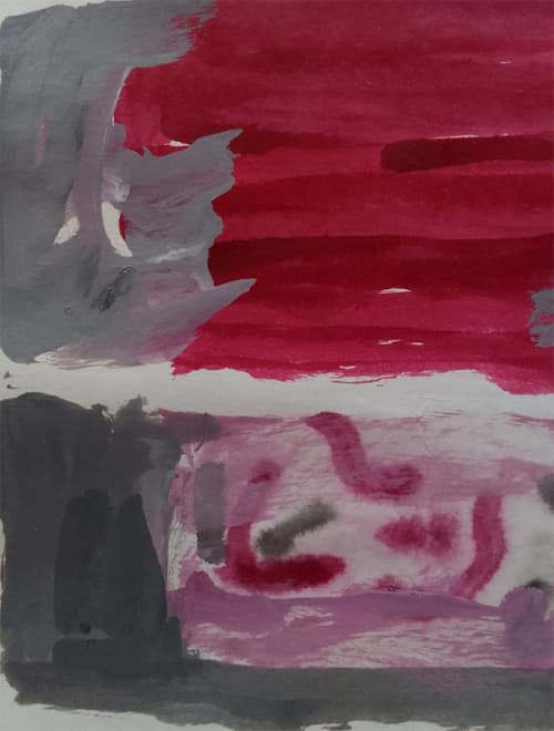 Red and u | Watercolor Painting in Paintings by Arttake. Item made of paper works with minimalism & industrial style
