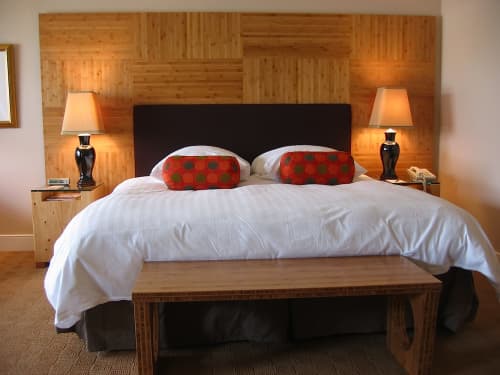 Bamboo Headboard Panel and Bench | Beds & Accessories by Jason Lees Design | The Inn Above Tide in Sausalito. Item made of bamboo