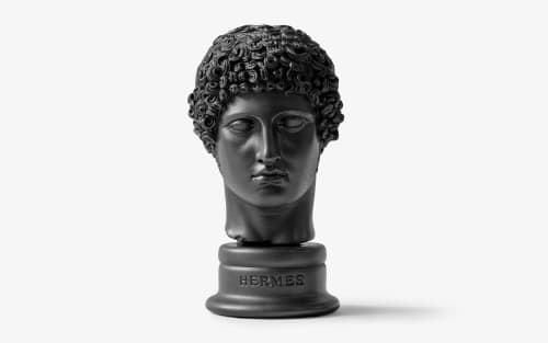 Hermes Bust in Black (Large) | Sculptures by LAGU. Item composed of marble