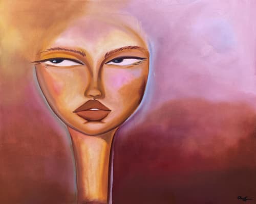 An Open Mind - Burgundy and Mauve 24"x30" - Oil on Canvas | Oil And Acrylic Painting in Paintings by Amy Straley. Item made of canvas compatible with contemporary and eclectic & maximalism style
