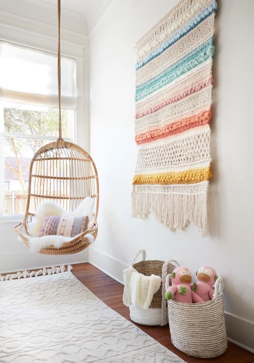 Rainbow Macrame and Weaving Wall Hanging | Macrame Wall Hanging in Wall Hangings by Emily Barton Design. Item composed of fiber