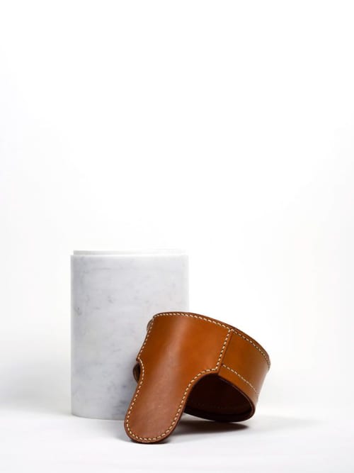 Profili - 150 | Jar in Vessels & Containers by gumdesign. Item composed of marble and leather in contemporary style
