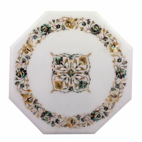 white marble table, coffee table, end table, tabletop | Tables by Innovative Home Decors. Item made of marble works with country & farmhouse & art deco style