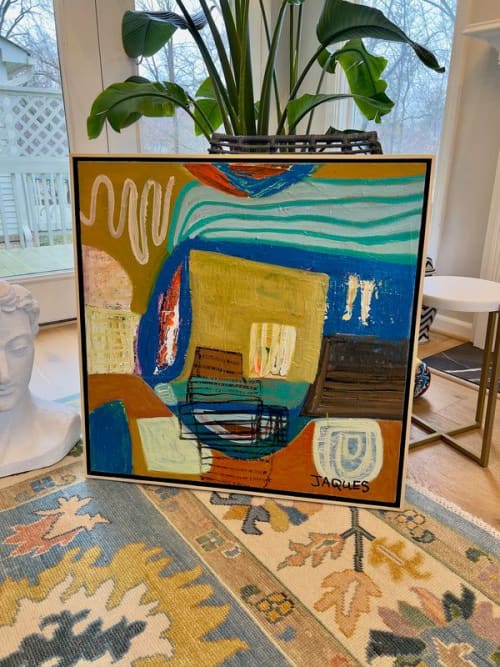 Soho Blues 31.5 x 31.5 | Sold | Oil And Acrylic Painting in Paintings by Aleea Jaques ,