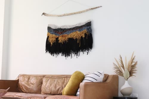 Landscape Wall Hanging - "Night Sky" | Macrame Wall Hanging in Wall Hangings by MossHound Designs by Nicole Hemmerly. Item made of wool works with industrial & modern style