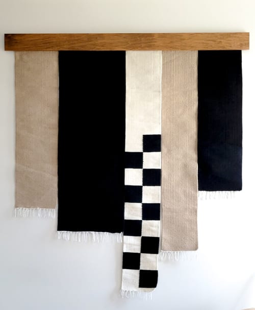 Noir Wall hanging Kilim | Tapestry in Wall Hangings by Mumo Toronto. Item composed of wood and wool in boho or contemporary style