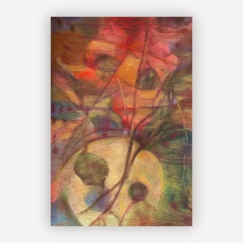 An Afternoon in the Garden | Mixed Media in Paintings by Elizabeth MacLean. Item compatible with boho and contemporary style