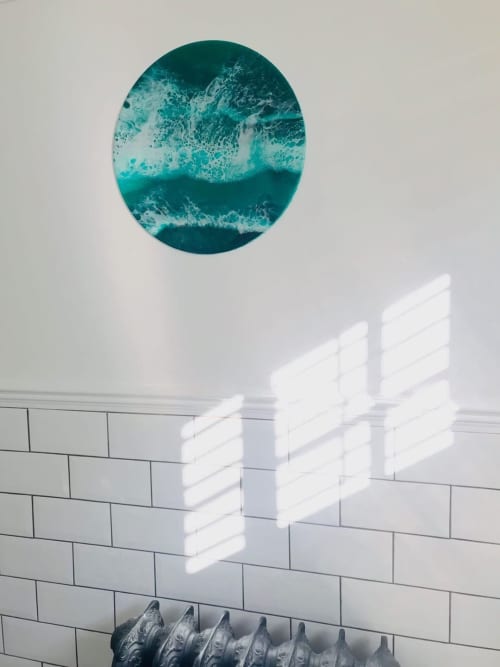Emerald Surf | Mixed Media by Art By Skevi. Item made of synthetic
