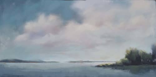 Blue Harbor View Painting | Oil And Acrylic Painting in Paintings by Carrie Megan