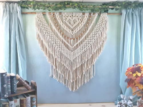 Macrame Wall Hanging Tapestry | Wall Hangings by Desert Indulgence. Item made of cotton with fiber works with boho style