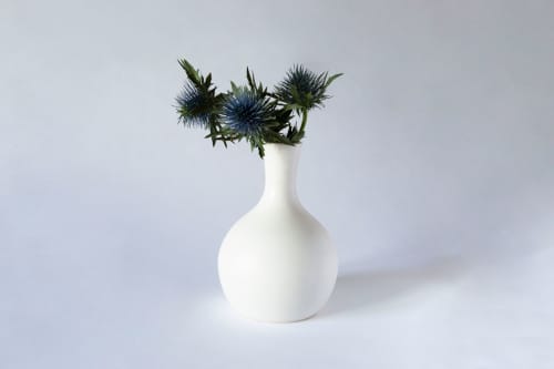 White Porcelain Bud Vase | Vases & Vessels by Tina Fossella Pottery. Item composed of ceramic