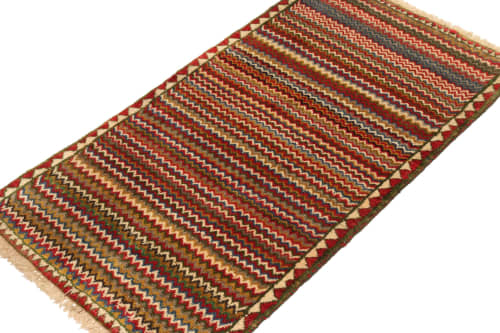 Vintage Gabbeh Persian Tribal Rug in Vibrant Chevron Pattern | Area Rug in Rugs by Rug and Kilim