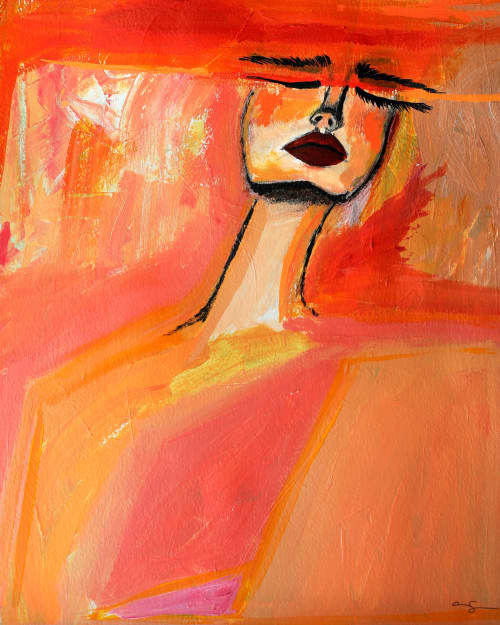 Dreaming in 3D - Orange Archival Giclee Print | Prints in Paintings by Amy Straley. Item made of paper works with contemporary & eclectic & maximalism style