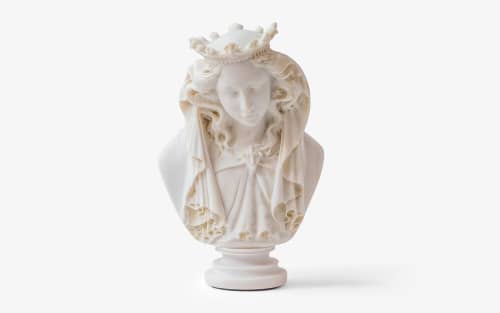 Virgin Mary Bust Made w/Compressed Marble Powder Large | Public Sculptures by LAGU. Item made of marble