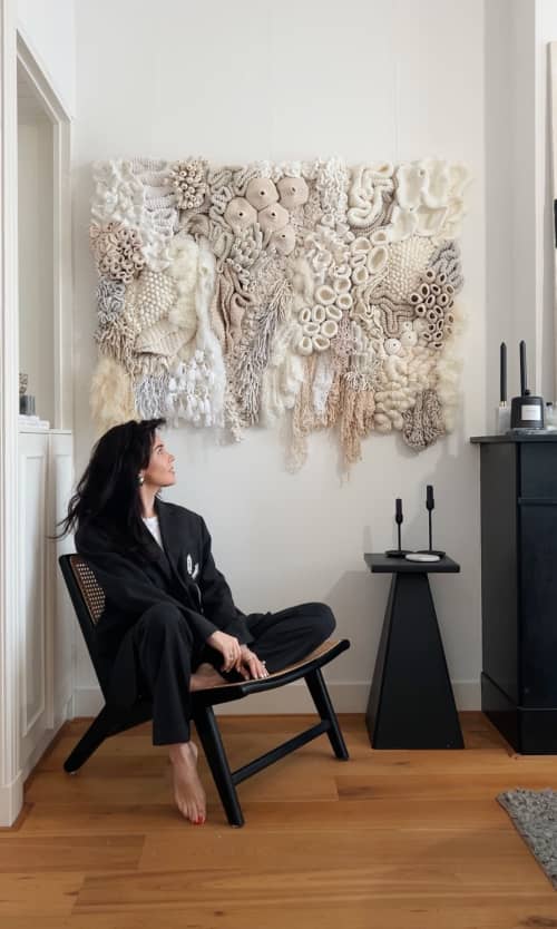 Large Textile Wall Sculpture — ESSENCE (Neutral Form) | Tapestry in Wall Hangings by Anna Baranova Art. Item made of cotton with fiber works with contemporary & country & farmhouse style