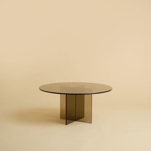 Round Coffee Table in Bronzed Glass - AKA Series by Lebanto | Tables by Lebanto. Item composed of glass in minimalism or contemporary style