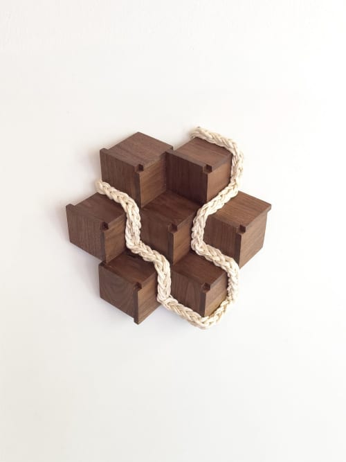 Cubic 006 | Sculptures by Ana Salazar Atelier. Item composed of walnut and cotton in minimalism or contemporary style
