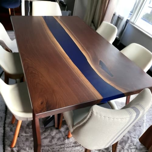 epoxy dining table, blue epoxy table, epoxy table | Tables by Innovative Home Decors. Item made of wood works with country & farmhouse & art deco style